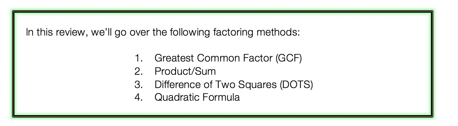 How to factor quadratic equations