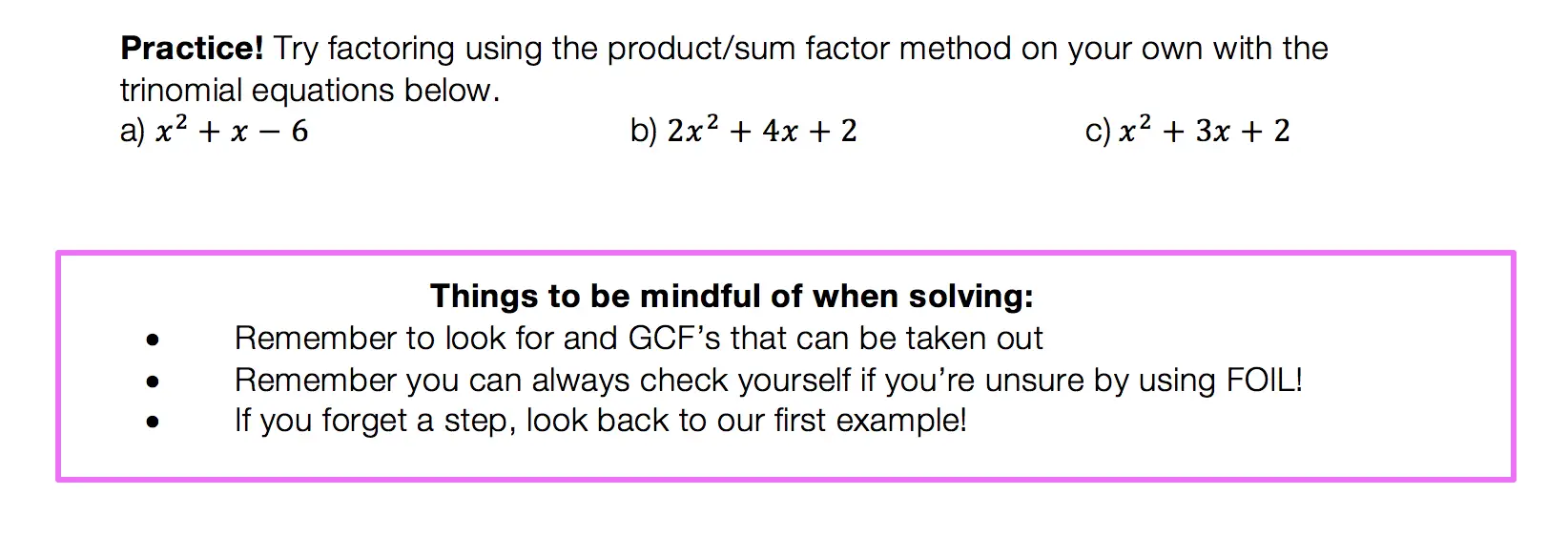 How to factor quadratic equations