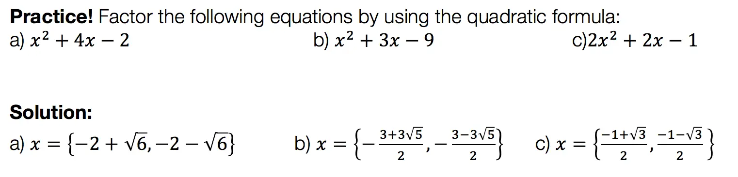 factor of quadratic equation