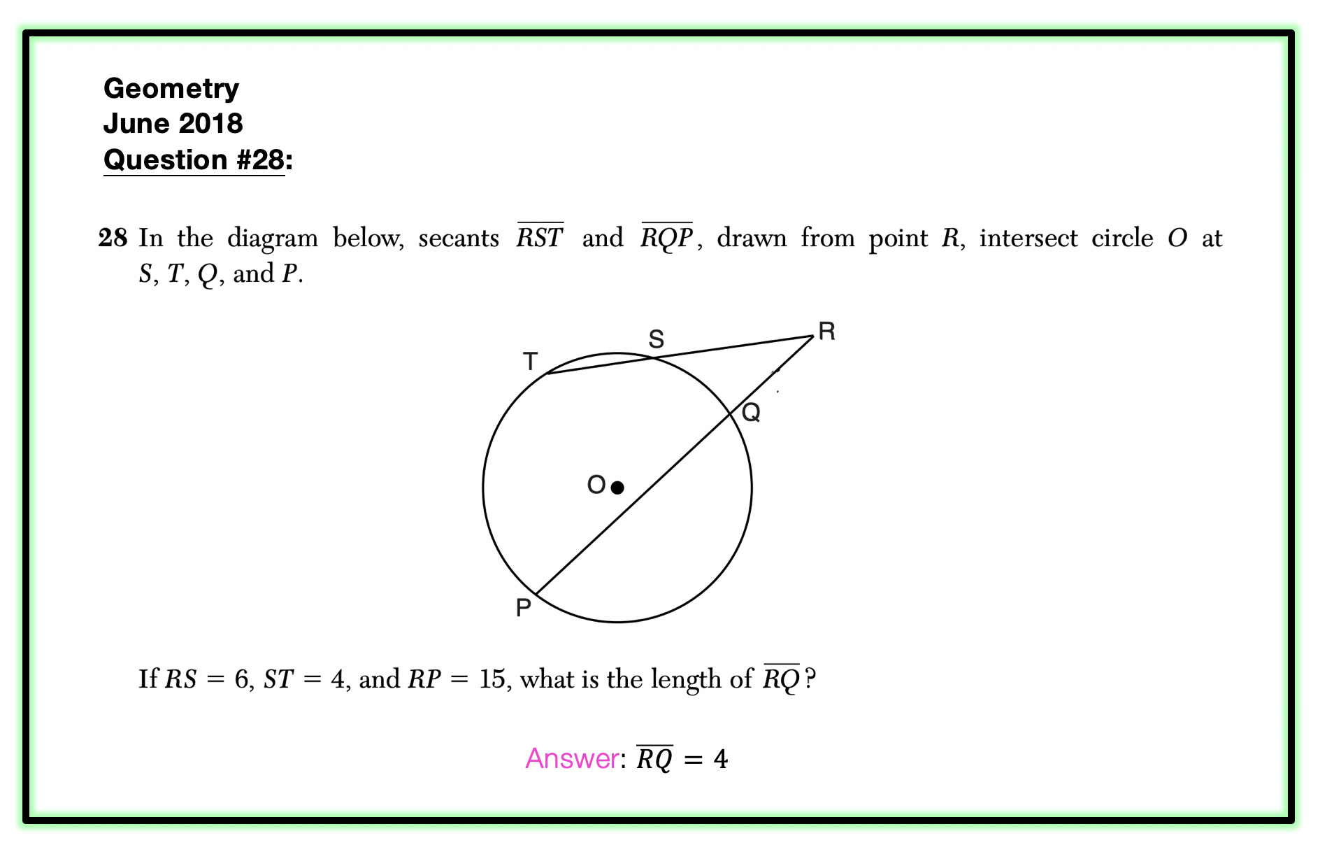 Intersecting Secants Geometry Math Lessons