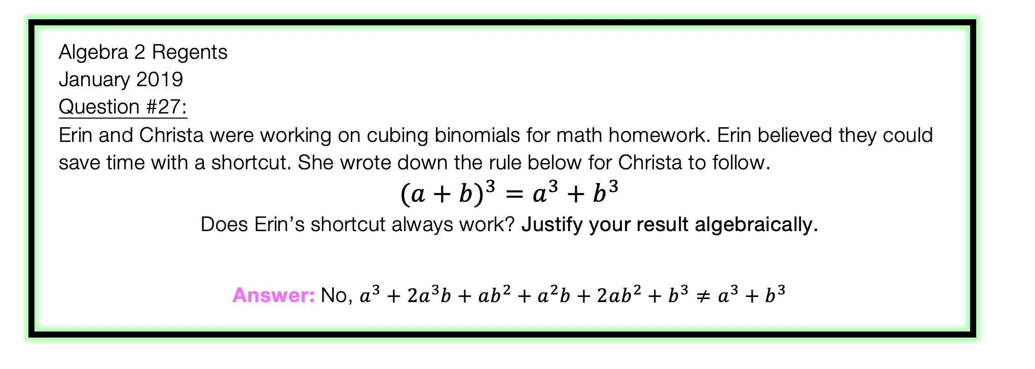 Binomial Cubic Expansion