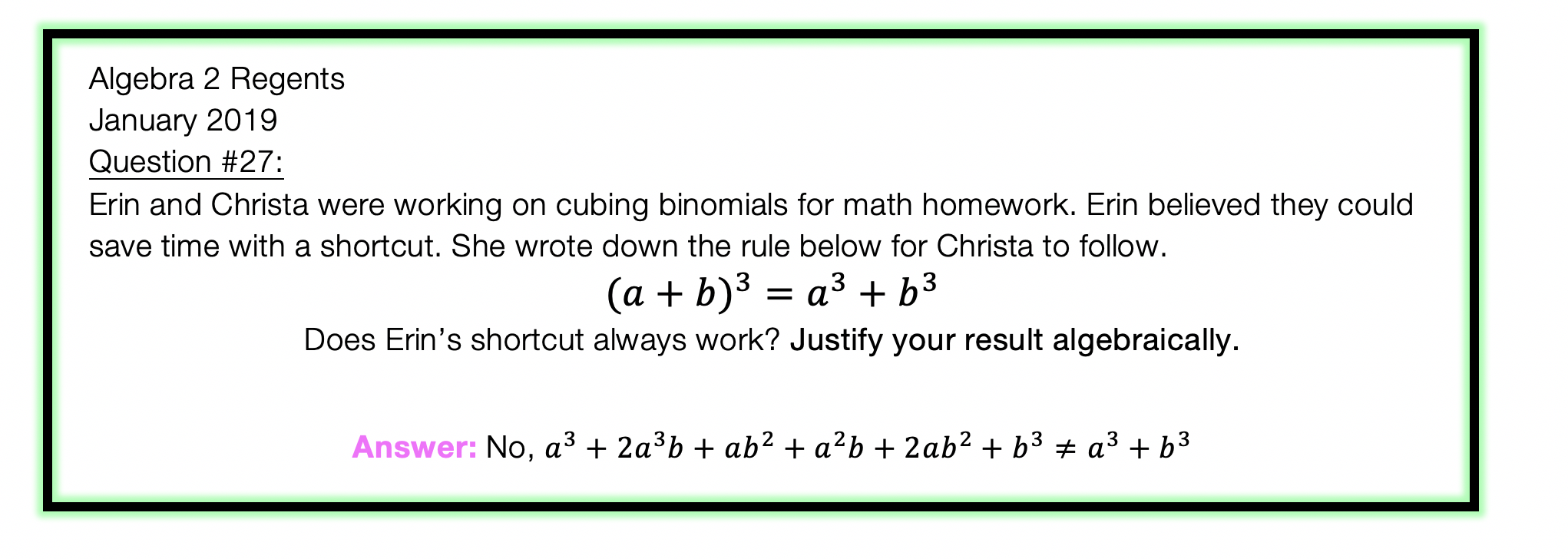 Binomial Cubic Expansion Algebra 2 Trig Math Lessons