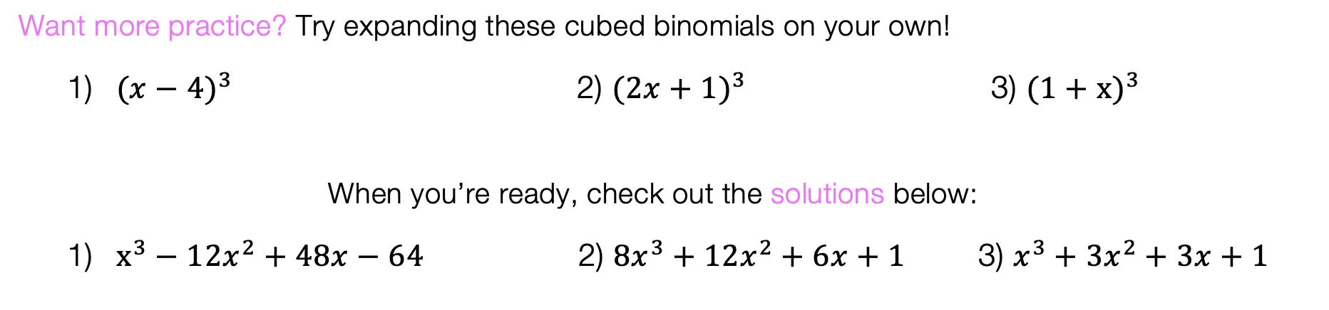 Binomial Cubic Expansion