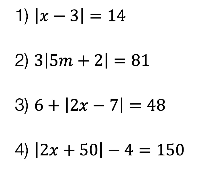 Absolute Value Equations examples