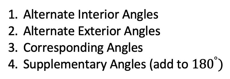 Transversals and parallel Lines