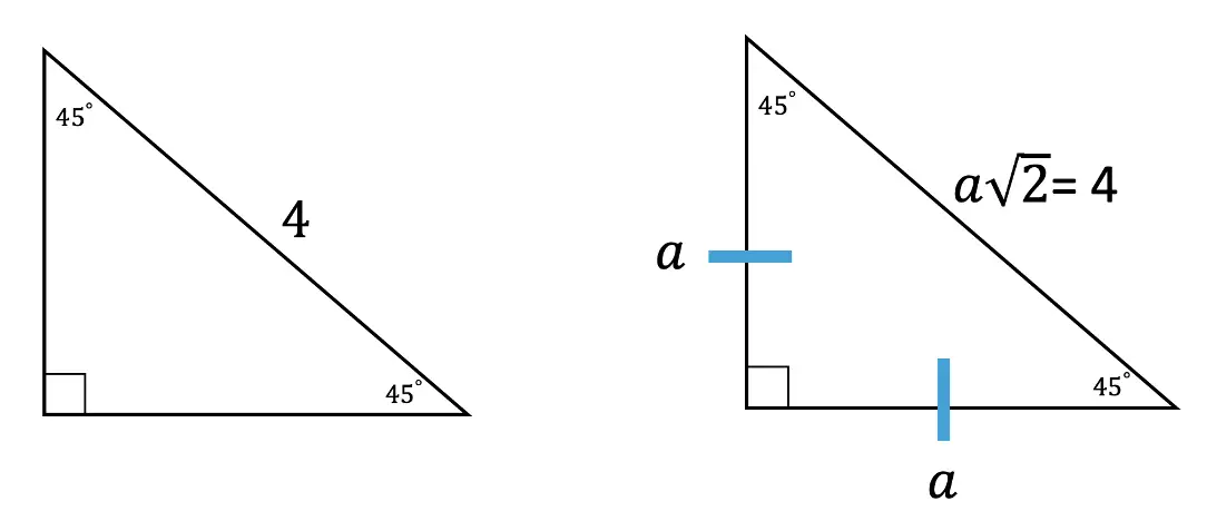 45 45 90 triangle formula