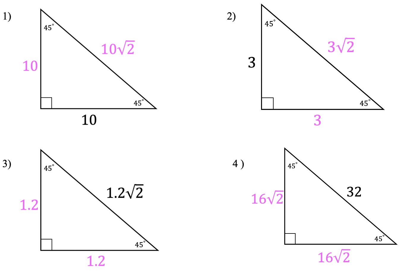 Geometry 45  45  90  Special Triangles MathSux 2