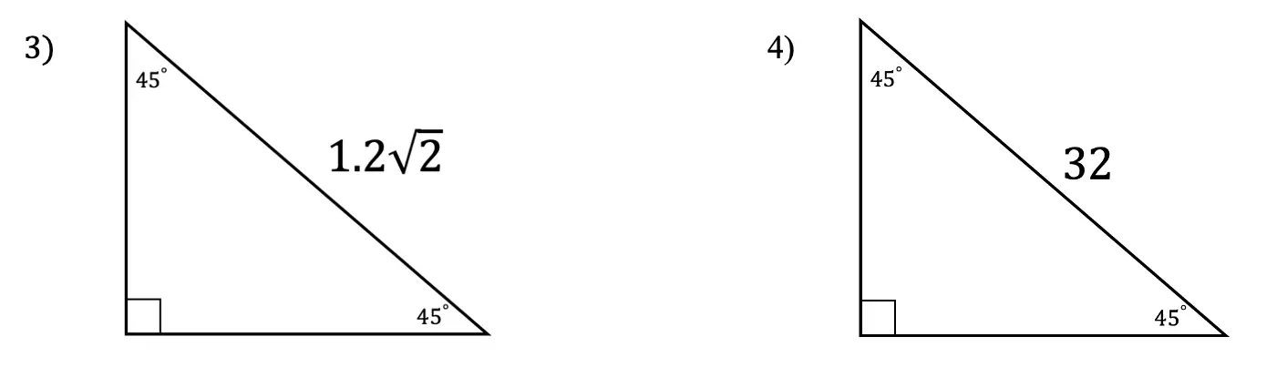 45 45 90 triangle formula