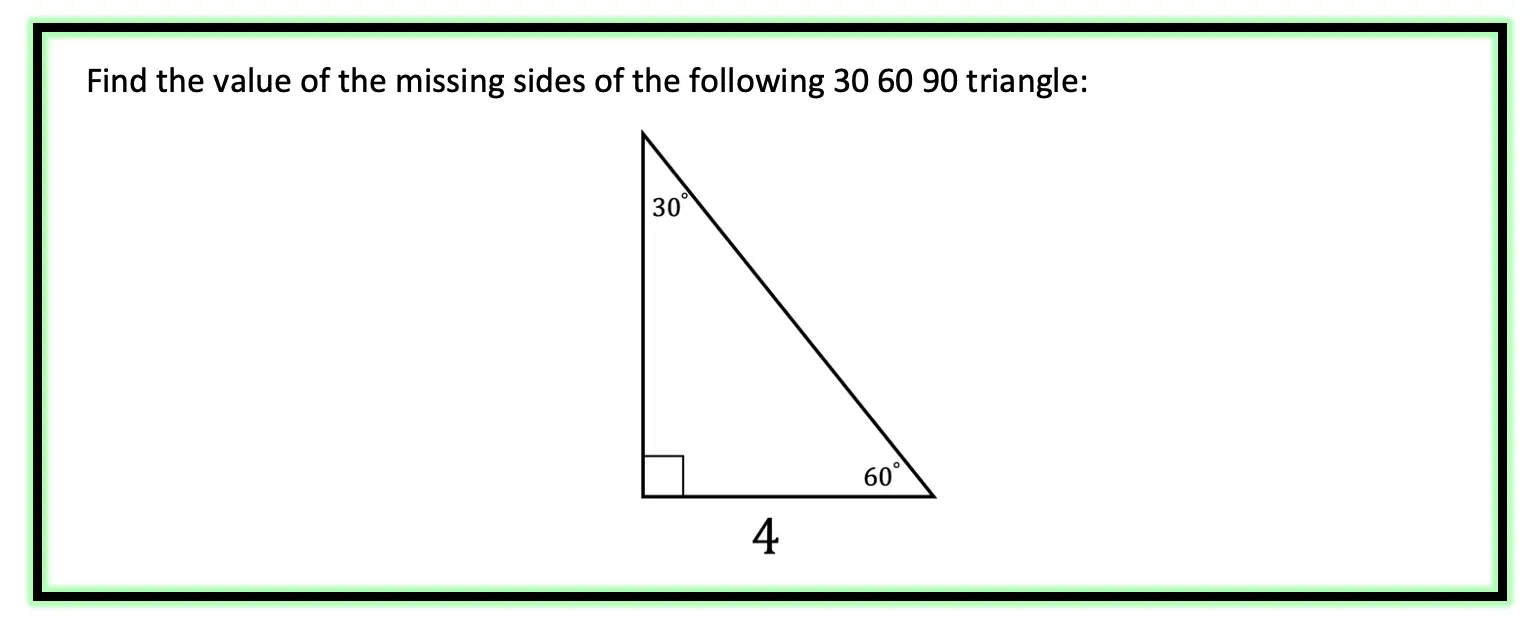 30 60 90 triangle side lengths