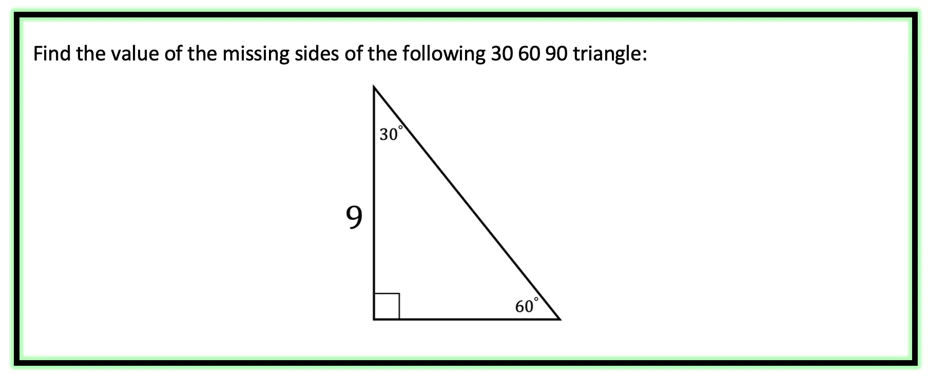 30 60 90 triangle side lengths