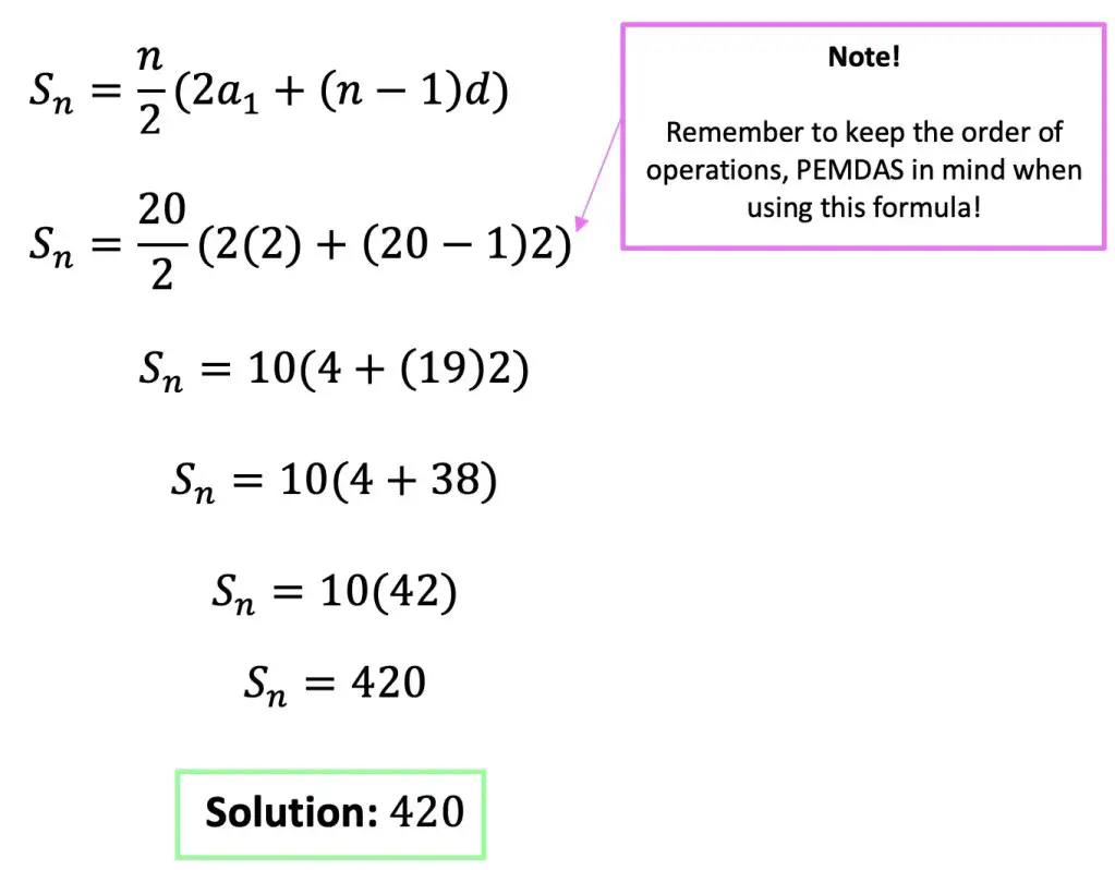 Finite Arithmetic Series Formula