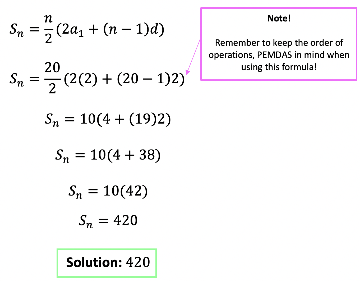 sum of sequence formula