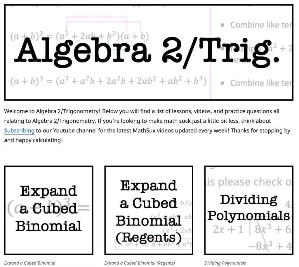 Algebra 2 Cheat Sheet & Review