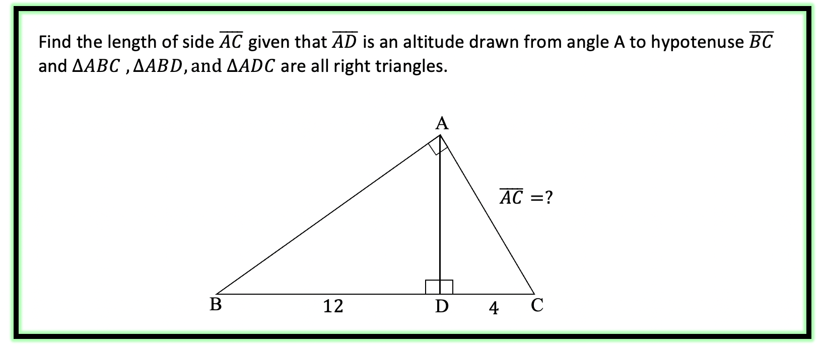 Legs of a Right Triangle (when an altitude is drawn) Math Lessons